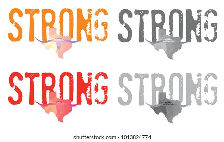 texas map with word strong collection. vector eps 10.