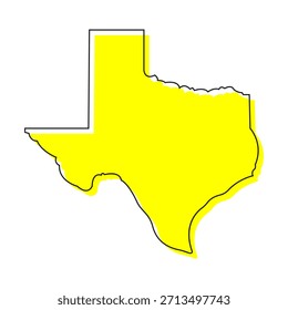Mapa de Texas Icono amarillo | Frontera estatal | Estados Unidos | Estados Unidos América - Ilustraciones vectoriales.