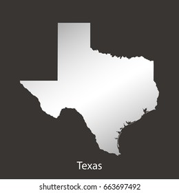 Texas map,border with chrome,metal shine gradient. Vector illustration