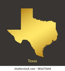 Texas map,border with golden gradient. Vector illustration