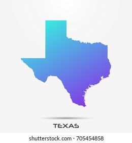 Texas map,border with purple,turquoise gradient. Vector illustration