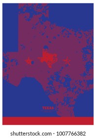 Texas minimal poster with map and nickname the lone star state.