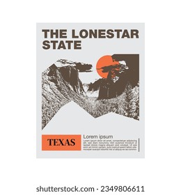 Texas Mountain Landscape Poster. Duo Tone artwork