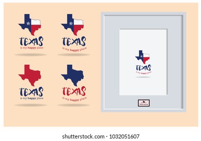 Texas is my happy place with map, vector eps 10.