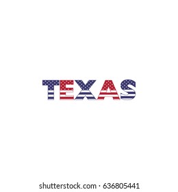 Texas Name Colorful Letters Vector Illustration