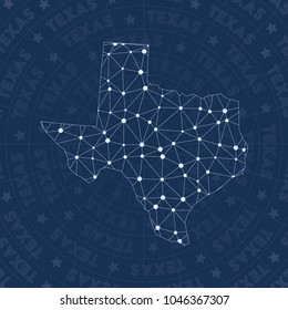 Texas network style us state map. Bold space style, modern design for infographics or presentation.