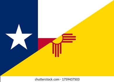 Texas And New Mexico Flags. Vector Background