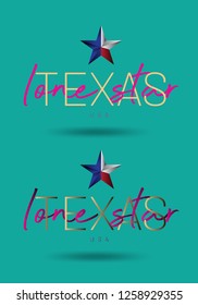 Texas with Nickname Lone Star Logo design concept, Vector EPS 10.
