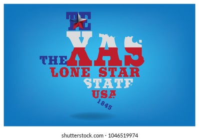 Texas with nickname The Lone Star State Vector EPS 10.