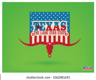 Texas with Nickname The Lone Star State. Vector EPS 10