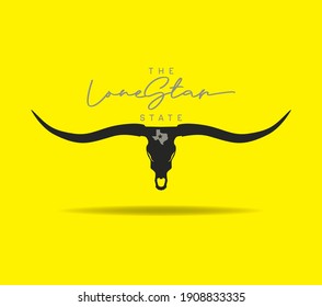 Texas nickname The Lone Star State, with longhorn logo design concept, vector eps