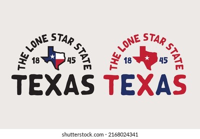 Texas with nickname the lone star state, small map logo design concept. Vector eps
