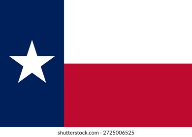 Offizielle Flagge von Texas. Teil der Vereinigten Staaten von Amerika. Sauberes Design für Print-, Web- oder Bildungszwecke. Vektorgrafik.