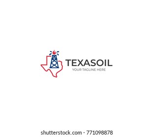 Texas Oil Logo Template. Oil Derrick Vector Design. Oil And Gas Illustration 