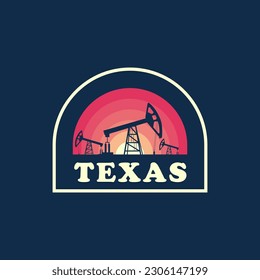 Texas oil vintage logo vector concept, icon, element, and template for company. Travel, explore, adventure logo.