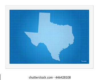 Texas on blueprint on a white background.