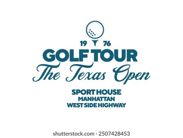 The Texas Open golf tour logo. Vintage print for t-shirt. Trendy Hipster design. Vector illustration