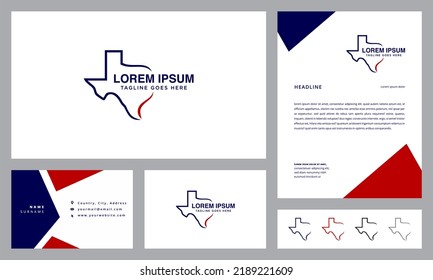 texas outline business card and letterhead logo design vector