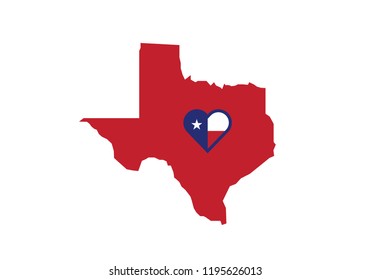 Texas outline map country shape national borders heart state symbol love
