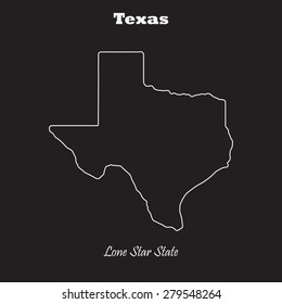 Texas Outline Map, Stroke. Name Of State. Line Style. Vector EPS8