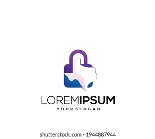 texas padlock icon logo design template