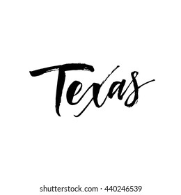 Texas phrase. Hand drawn Texas card. Ink illustration. Modern brush calligraphy. Isolated on white background. 