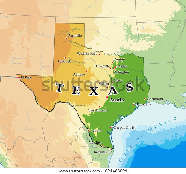 Old Texas Physical Map Of Mountains