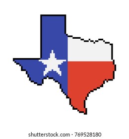 Texas pixel map. Low resolution icon. Pixelated retro icon