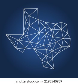 Polygonale Karte von Texas. Abstrakte geometrische Dreieck-Vektorkarte. Low-Poly-Stil.