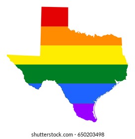 Texas pride gay map vector with rainbow flag colors. United States of America. 