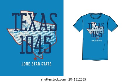 TEXAS PRINTED VINTAGE T-SHIRT. CUSTOMIZEABLE ARTWORK IN VECTOR FORMAT. 