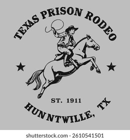 Texas Prison Rodeo Logo - Historic Cowboy Design