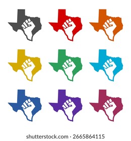 Texas protest icon isolated on white background. Set icons colorful