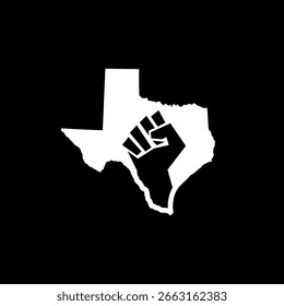 Texas protest map icon isolated on black background