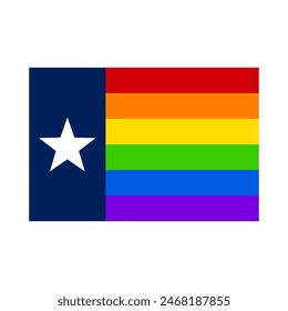 Texas rainbow LGBT flag. LGBTQ pride month sign. Vector template for typography poster, banner, flyer, greeting card, etc