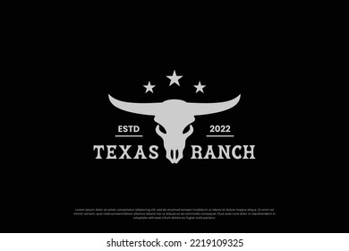 Texas Ranch, Cattle Farm Badge Logo Design Vintage Style.