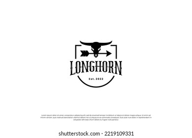 Texas Ranch, Cattle Farm Badge Logo Design Vintage Style.