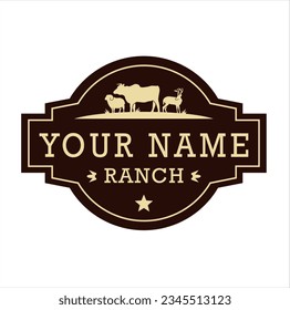 The Texas Ranch logo celebrates the untamed essence of the Lone Star State. Featuring a cow, sheep and deer silhouette against  a warm sunset, it embodies the spirit of the West