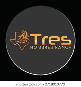 Design do logotipo do Texas Ranch com vendedores de veados e esboço do mapa do estado