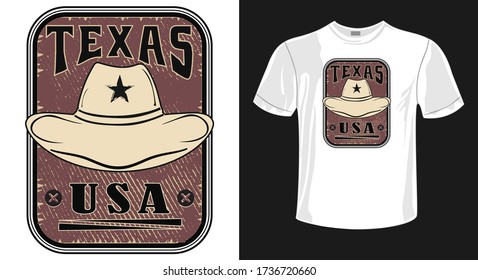 Texas related t-shirt design. proud usa shirt design. Vintage vector illustration.