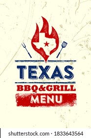 Texas Restaurant Grill And BBQ Menu Vector Design Element On Rough Background