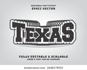 Texas retro style editable text effect for vintage vector