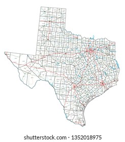 Texas Road And Highway Map. Vector Illustration.