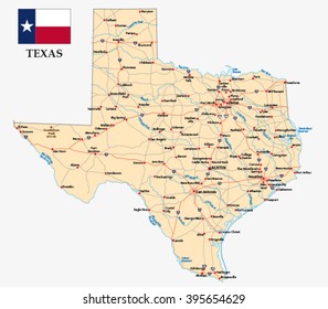 texas road map with flag