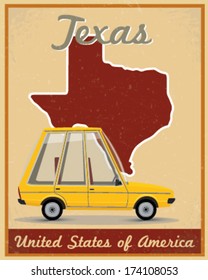 Texas road trip vintage poster 