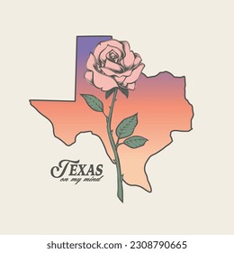 Texas Rose Vector Graphic Illustration