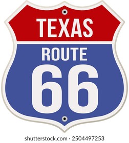 Texas Route 66 road sign vector illustration