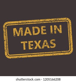 Texas rubber stamp with grunge old distressed aged texture. Orange seal of  production location