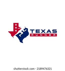 texas running sports illustration logo design