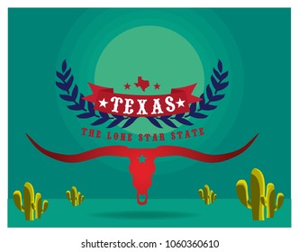 Texas small map with nickname The Lone Star State. Vector EPS 10